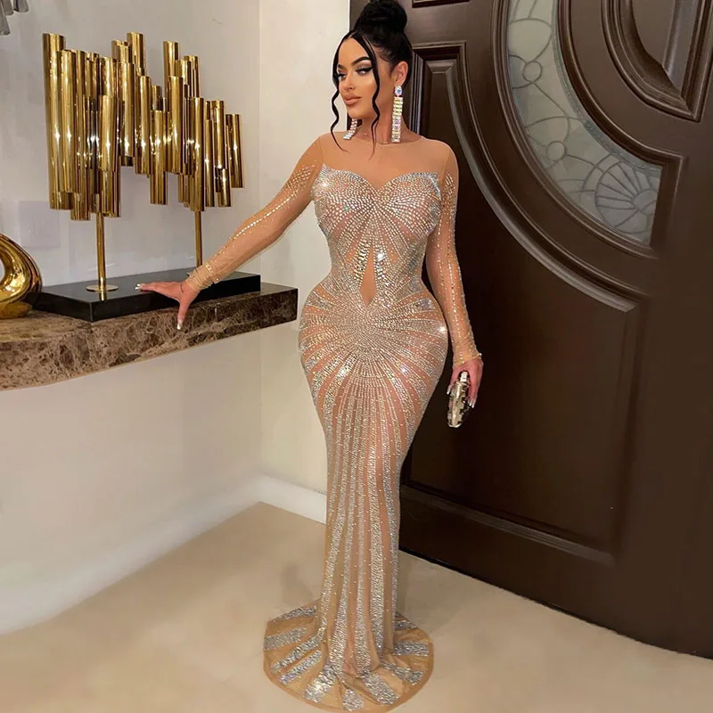 Gaun Malam Putri Duyung Berlia - Sparkly Rhinestone Club Party Dress ulasan dan harga