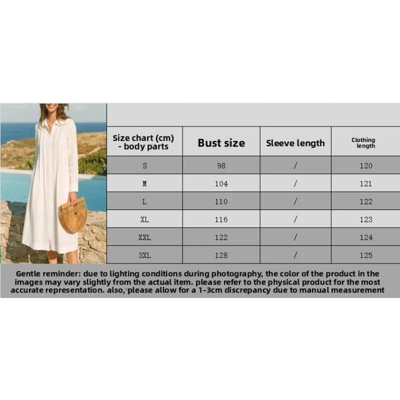 Gaun Panjang Eropa Model Longg - Casual Loose Linen Shirt Dress ulasan dan harga
