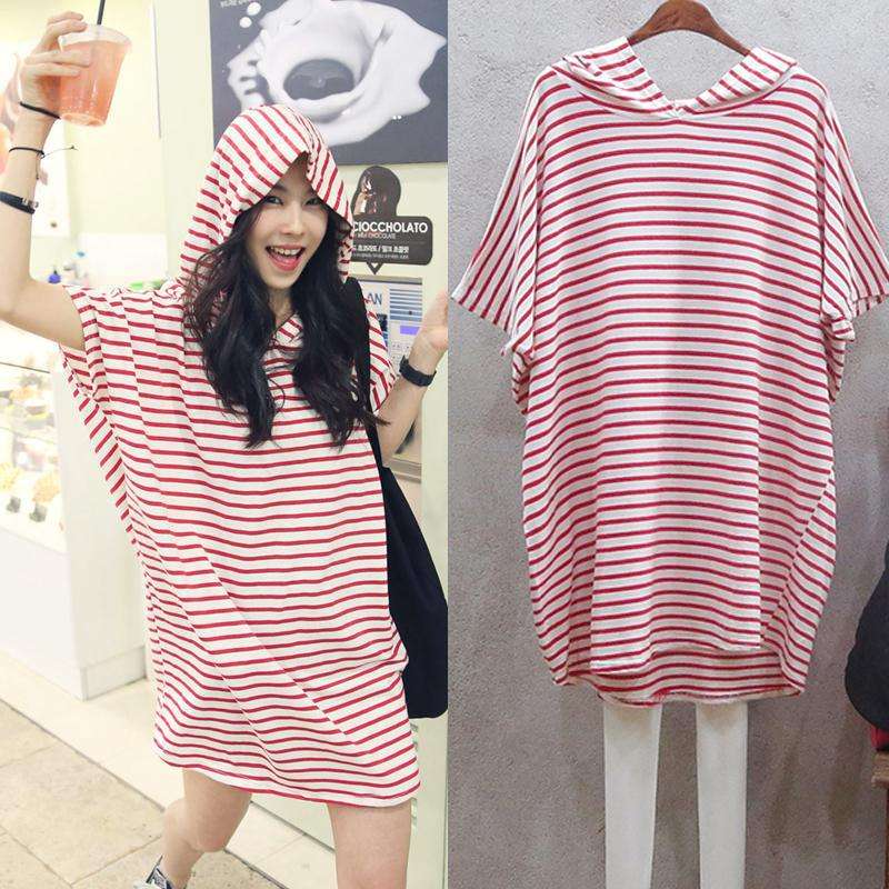 Gaun T-shirt Lengan Lebar Mode - Korean Style A Line Shirt Dress ulasan dan harga