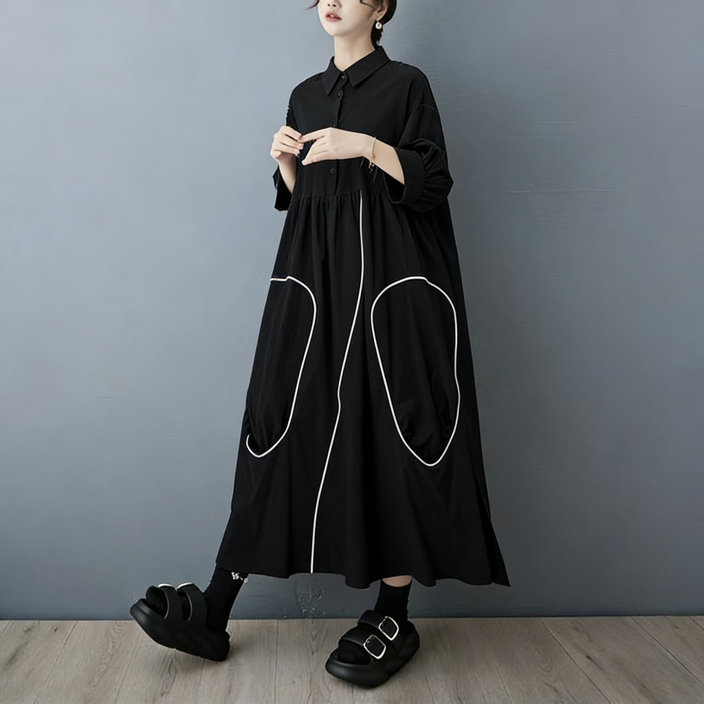 SuperAen, Koleksi Musim Semi d - Korean Style A Line Shirt Dress ulasan dan harga