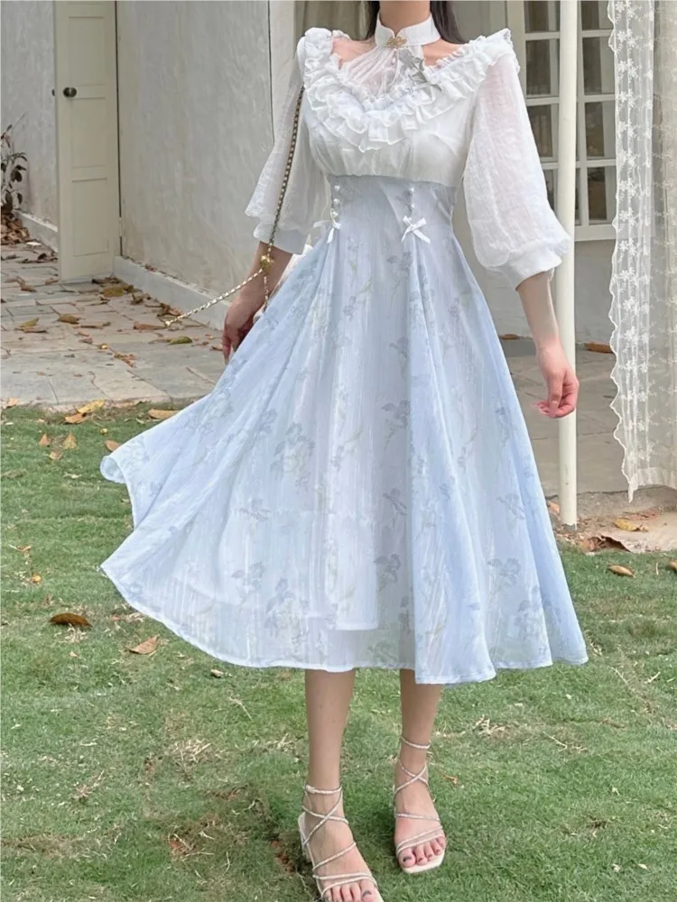 Gaun Midi Floral Vintage Pranc - French Vintage Floral Midi Dress ulasan dan harga