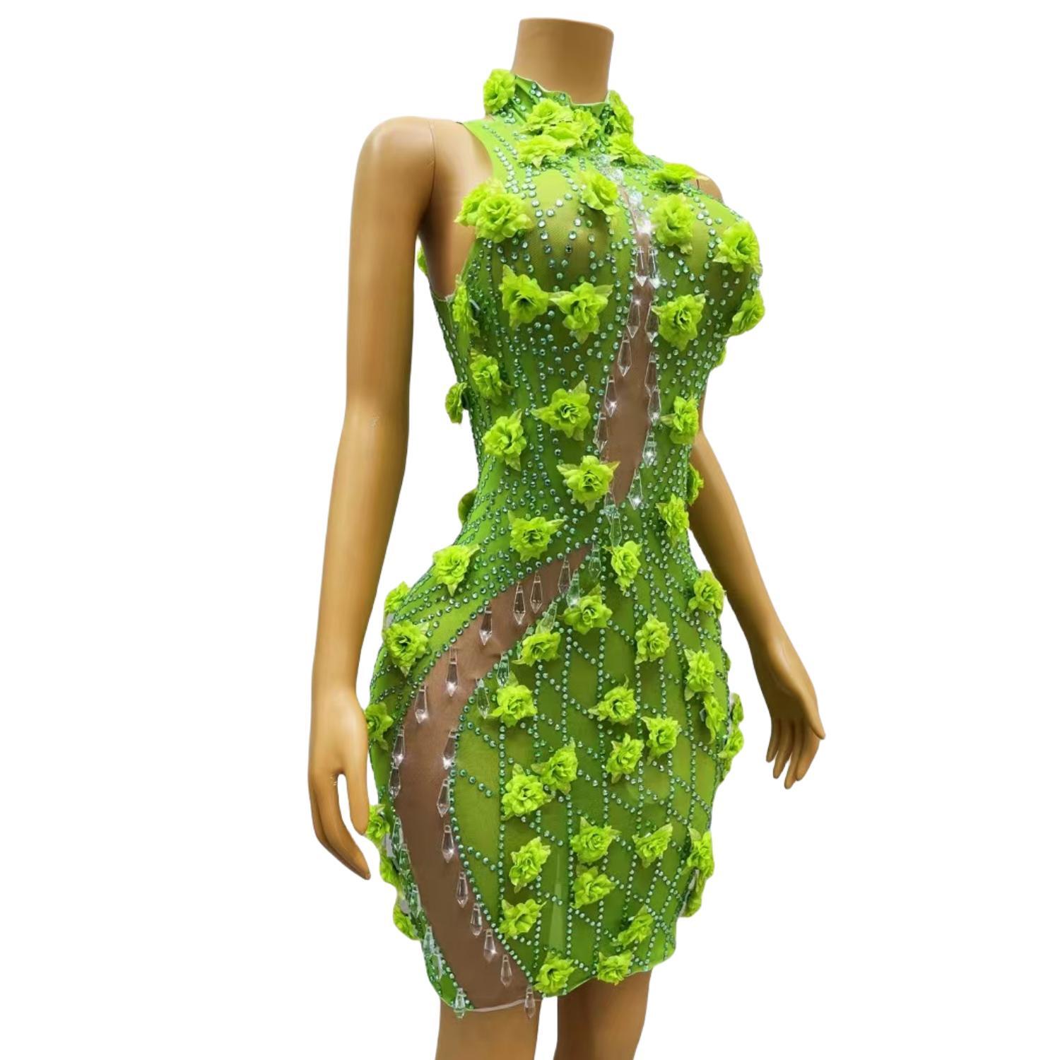 Gaun Mini Bodycon Hijau Berlia - Sparkly Rhinestone Club Party Dress ulasan dan harga