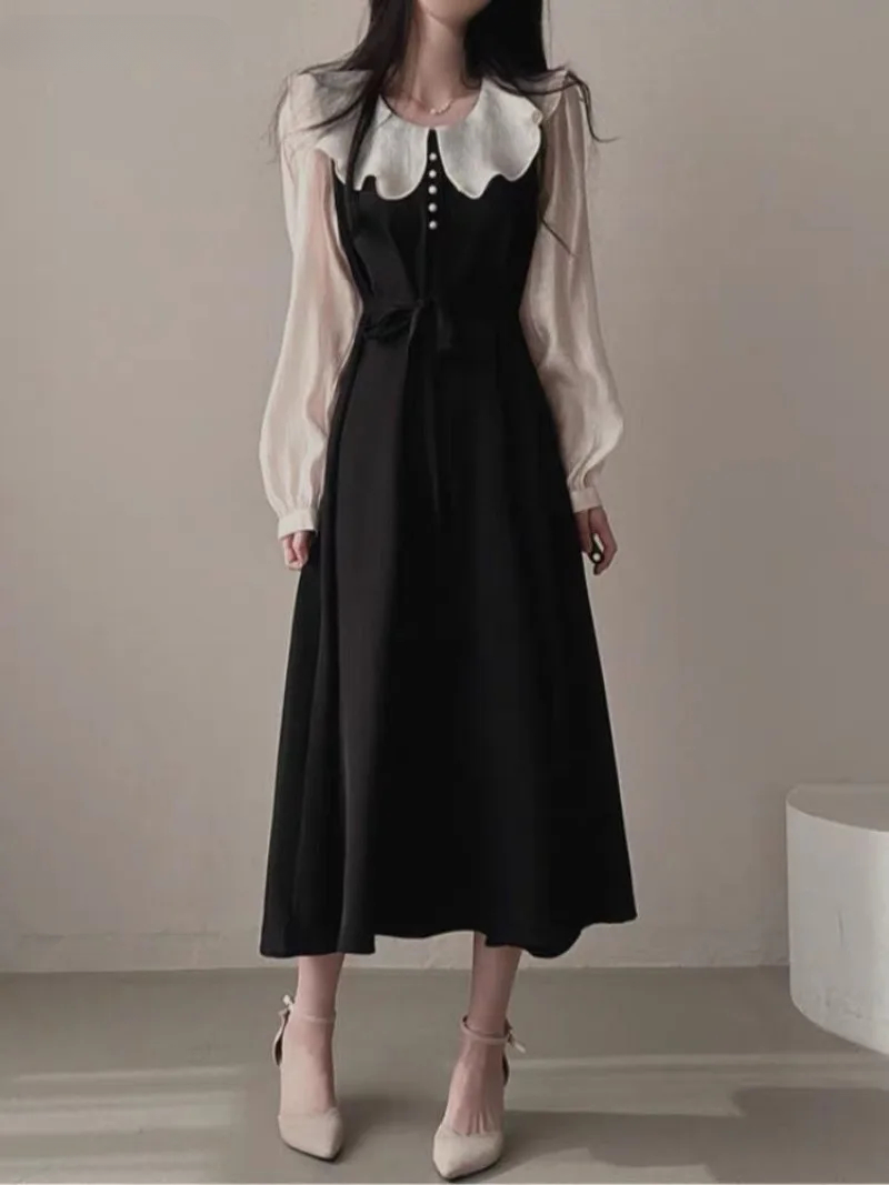 Gaun Lengan Panjang Wanita Per - French Vintage Floral Midi Dress ulasan dan harga