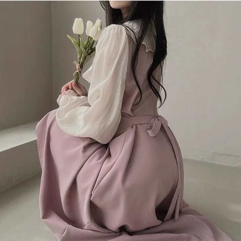 Gaun Lengan Panjang Wanita Per - French Vintage Floral Midi Dress ulasan dan harga