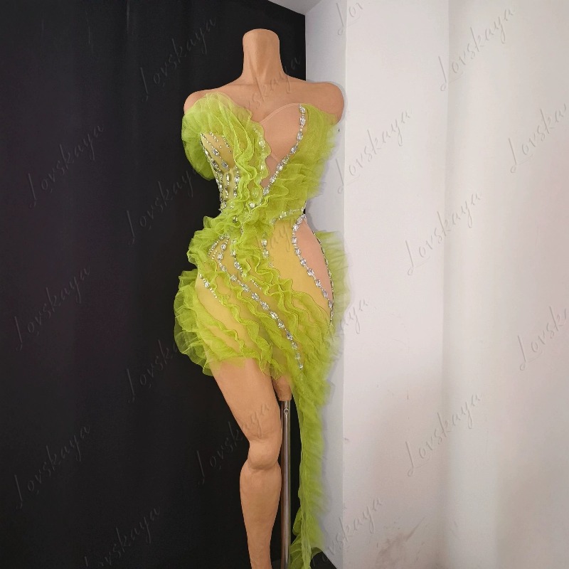 Gaun Mewah Berbahan Jaring Tra - Sparkly Rhinestone Club Party Dress ulasan dan harga