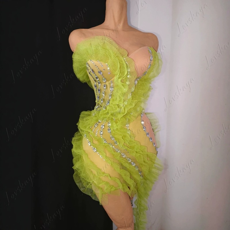 Gaun Mewah Berbahan Jaring Tra - Sparkly Rhinestone Club Party Dress ulasan dan harga