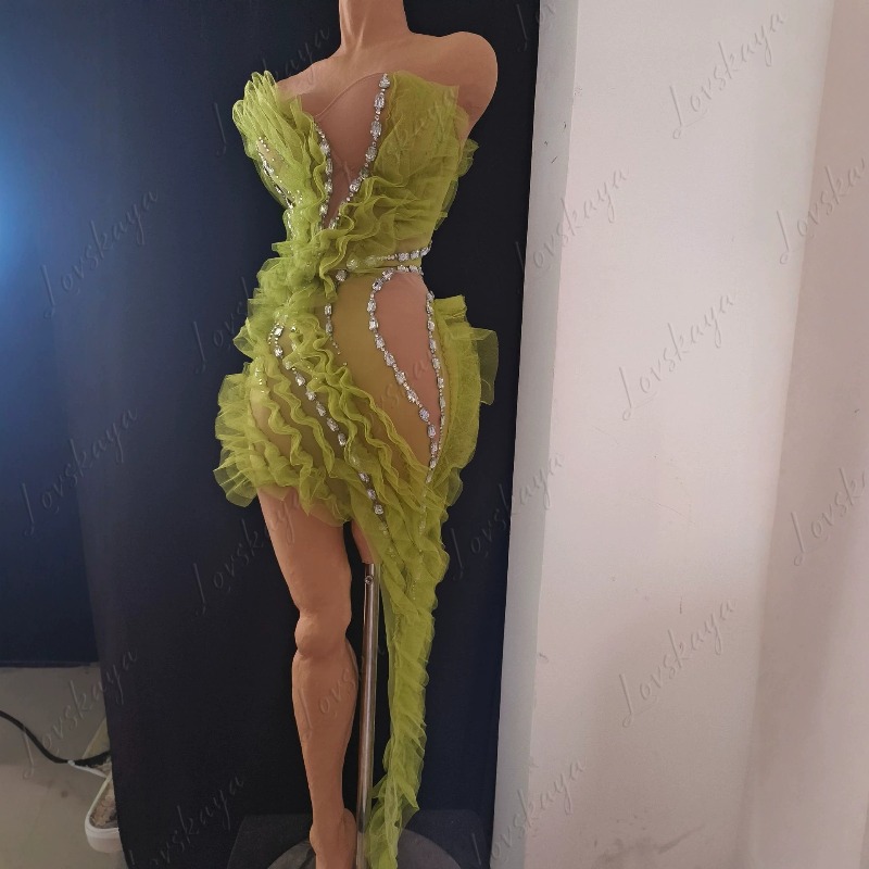 Gaun Mewah Berbahan Jaring Tra - Sparkly Rhinestone Club Party Dress ulasan dan harga